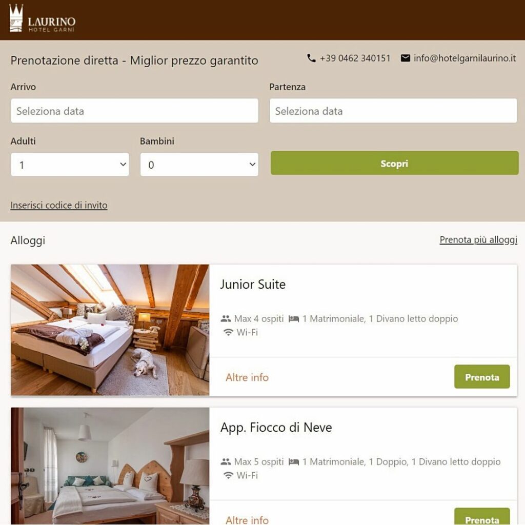 Modulo di prenotazioni e-commerce per vendere online le camere del tuo hotel. 