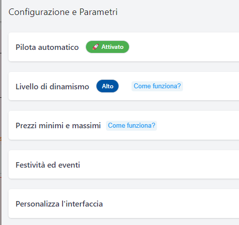 I parametri di configurazione dentro Sinapsi RMS